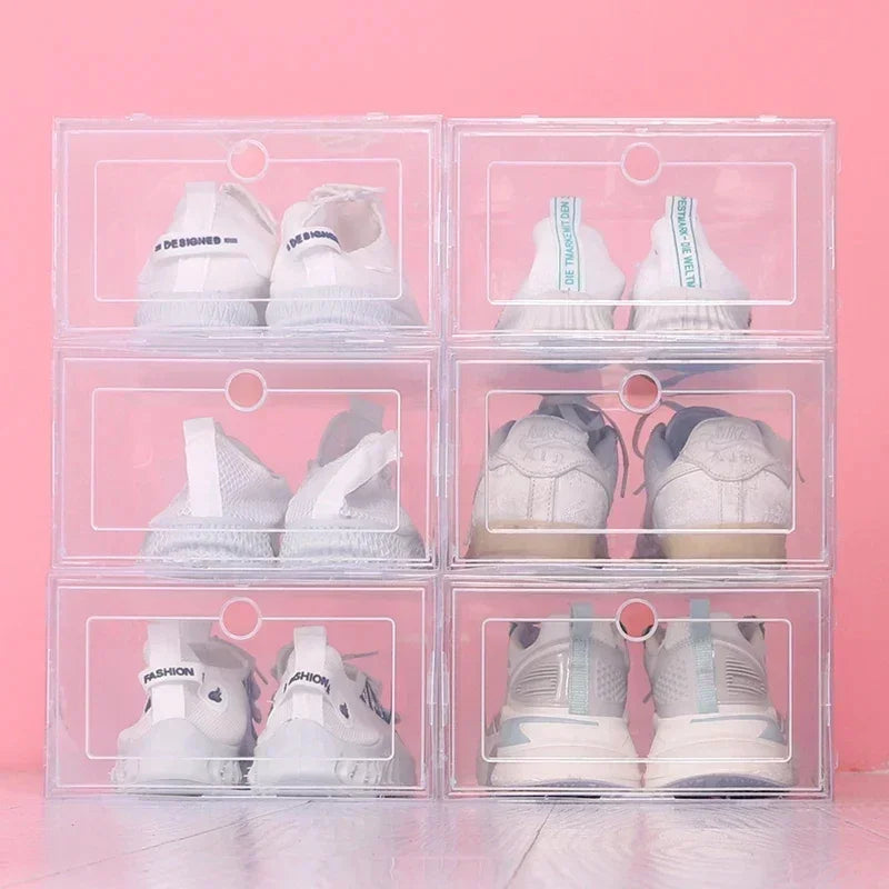 Collapsible Clear Plastic Shoe Box – Stackable Storage Organizer