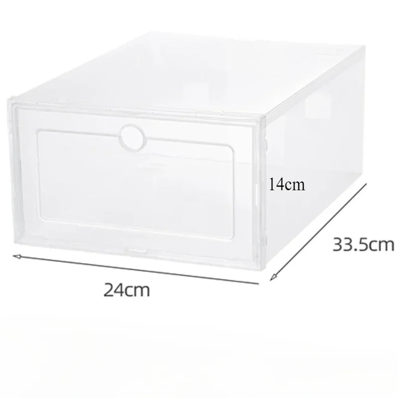 Collapsible Clear Plastic Shoe Box – Stackable Storage Organizer